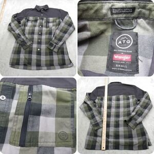 Wrangler ATG Flannel Shirt Mens Small Green Check Regular Fit Shooting Hunt Warm